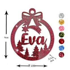 Christbaumschmuck Personalisierbar - glitzer Weihnachtsschmuck mit Namen - Acrylglas - Christbaumkugeln - Sternschnuppe