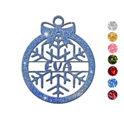 Christbaumschmuck Personalisierbar - glitzer Weihnachtsschmuck mit Namen aus Acrylglas - Christbaumkugeln - Schneeflocke