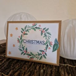 Christmas Card / Blätterkranz Weihnachten / Sternenkarte Festtage / Besinnliche Weihnachtskarten / Weihnachten