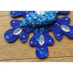 Collage BLAUER ENGELSZAUBER Schutzengel Wanddeko  auf einer Holz-Schneeflocke  Türdeko Anhänger Engel Handarbeit