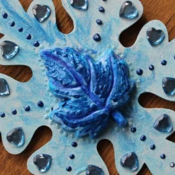 Collage BLAUER HERBSTZAUBER kleines Wandbild Herbstdeko Schneeflocke Wandhänger Türdeko Anhänger Handarbeit