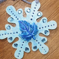 Collage BLAUER HERBSTZAUBER kleines Wandbild Herbstdeko Schneeflocke Wandhänger Türdeko Anhänger Handarbeit