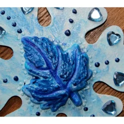 Collage BLAUER HERBSTZAUBER kleines Wandbild Herbstdeko Schneeflocke Wandhänger Türdeko Anhänger Handarbeit