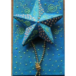 Collage BLAUES STERNENGLÜCK Acrylmalerei Deko Weihnachtsgeschenk Stern Malerei Weihnachtsdeko Weihnachtsstern