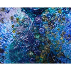 Collage DEEP BLUE HEART auf einem Keilrahmen Geschenk zum Valentinstag Muttertag Hochzeitstag Acrylmalerei Herzbild