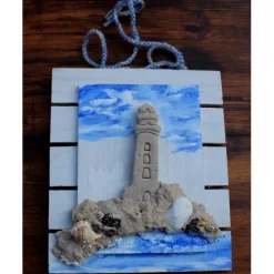 Collage LEUCHTTURM Sandbild Maritime Deko Muschelbild nettes Geschenk zu Valentinstag, Vatertag oder Muttertag