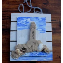 Collage LEUCHTTURM Sandbild Maritime Deko Muschelbild nettes Geschenk zu Valentinstag, Vatertag oder Muttertag