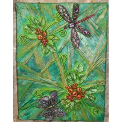 Collage LIBELLE & SCHMETTERLING Acrylbild Malerei mit Acrylfarben Mixed Media Kunst direkt vom Künstler