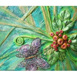 Collage LIBELLE & SCHMETTERLING Acrylbild Malerei mit Acrylfarben Mixed Media Kunst direkt vom Künstler