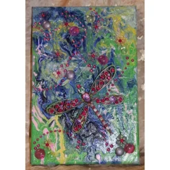 Collage LIBELLENFLUG Acrylbild Malerei mit Acrylfarben Mixed Media Kunst direkt vom Künstler