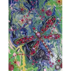 Collage LIBELLENFLUG Acrylbild Malerei mit Acrylfarben Mixed Media Kunst direkt vom Künstler