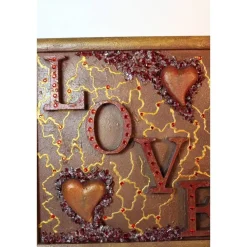 Collage LOVE handgefertigt Acrylbild Malerei Herzbild Shabby Style Vintage Geschenk Muttertag Valentinstag Weihnachten