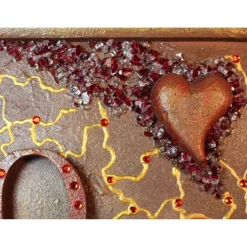 Collage LOVE handgefertigt Acrylbild Malerei Herzbild Shabby Style Vintage Geschenk Muttertag Valentinstag Weihnachten