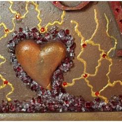 Collage LOVE handgefertigt Acrylbild Malerei Herzbild Shabby Style Vintage Geschenk Muttertag Valentinstag Weihnachten