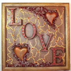 Collage LOVE handgefertigt Acrylbild Malerei Herzbild Shabby Style Vintage Geschenk Muttertag Valentinstag Weihnachten