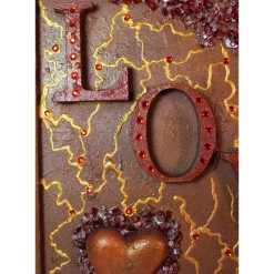 Collage LOVE handgefertigt Acrylbild Malerei Herzbild Shabby Style Vintage Geschenk Muttertag Valentinstag Weihnachten