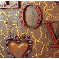 Collage LOVE handgefertigt Acrylbild Malerei Herzbild Shabby Style Vintage Geschenk Muttertag Valentinstag Weihnachten