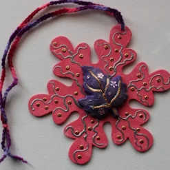 Collage ROSA HERBSTZAUBER Wandbild Wanddeko Herbstdeko Schneeflocke Wandhänger Türdeko Anhänger Handarbeit rosa Bild