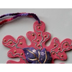 Collage ROSA HERBSTZAUBER Wandbild Wanddeko Herbstdeko Schneeflocke Wandhänger Türdeko Anhänger Handarbeit rosa Bild