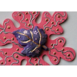 Collage ROSA HERBSTZAUBER Wandbild Wanddeko Herbstdeko Schneeflocke Wandhänger Türdeko Anhänger Handarbeit rosa Bild