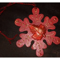 Collage ROTER HERBSTZAUBER kleines Wandbild Wanddeko Herbstdeko Schneeflocke Wandhänger Türdeko  Herbstlaub Handarbeit