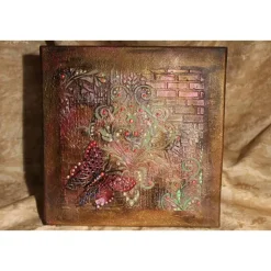 Collage SCHMETTERLING Acrylbild Malerei mit Acrylfarben in dunklen Farben