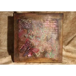 Collage SCHMETTERLING Acrylbild Malerei mit Acrylfarben in dunklen Farben