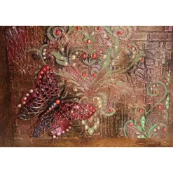 Collage SCHMETTERLING Acrylbild Malerei mit Acrylfarben in dunklen Farben