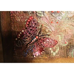 Collage SCHMETTERLING Acrylbild Malerei mit Acrylfarben in dunklen Farben