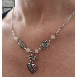 Collier , Kette, Halskette, Dirndkette, Trachtenkette, Herz, Blumen, Vintage-Stil