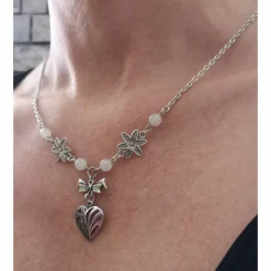 Collier , Kette, Halskette, Dirndkette, Trachtenkette, Herz, Blumen, Vintage-Stil