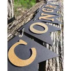 Congrats Glückwunsch Girlande in schwarz und gold Prüfung Bachelor Master Abitur Abschluss