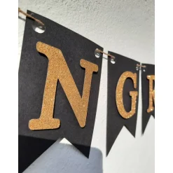 Congrats Glückwunsch Girlande in schwarz und gold Prüfung Bachelor Master Abitur Abschluss