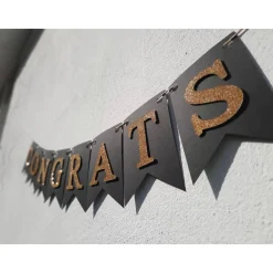 Congrats Glückwunsch Girlande in schwarz und gold Prüfung Bachelor Master Abitur Abschluss