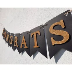 Congrats Glückwunsch Girlande in schwarz und gold Prüfung Bachelor Master Abitur Abschluss