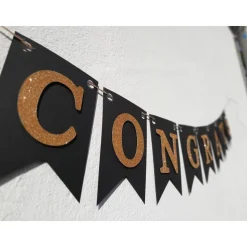 Congrats Glückwunsch Girlande in schwarz und gold Prüfung Bachelor Master Abitur Abschluss