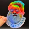 Cool Christmas holografischer Vinylsticker Motiv Santa mit Sonnenbrille | handgemachter Weihnachtsaufkleber