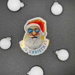 Cool Christmas holografischer Vinylsticker Motiv Santa mit Sonnenbrille | handgemachter Weihnachtsaufkleber