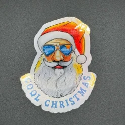 Cool Christmas holografischer Vinylsticker Motiv Santa mit Sonnenbrille | handgemachter Weihnachtsaufkleber