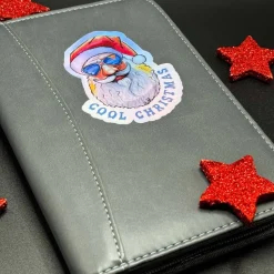 Cool Christmas holografischer Vinylsticker Motiv Santa mit Sonnenbrille | handgemachter Weihnachtsaufkleber