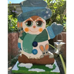 Cooler Schneemann aus Holz für den Aussenbereich