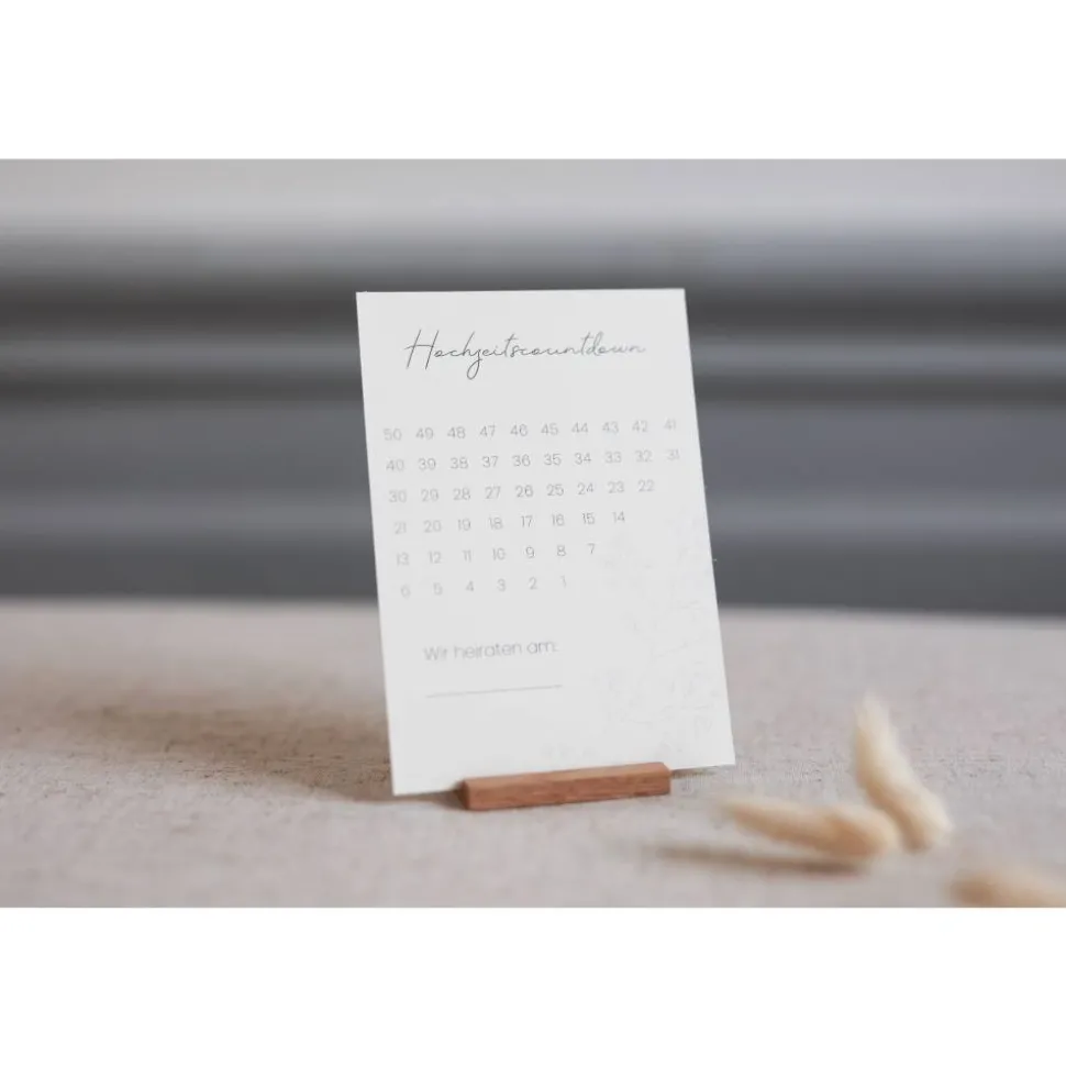 Countdown Hochzeit | Tage bis zur Hochzeit zählen | Karten zum Abhaken | boho | Postkarte | Kartenständer | Tischdeko