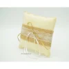 Cremefarbenes Ringkissen Hochzeit rustikal Jute Spitze 13x13cm Unikat handgemacht