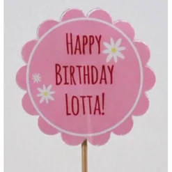 Cupcake-Topper rosa zum Geburtstag mit Name Happy Birthday