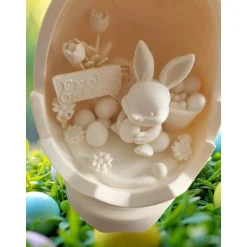3D Überraschungsei "Frohe Ostern" – Personalisierte Osterdeko – Modernes Osterei mit Miniatur-Szene – 15 cm große Tischd