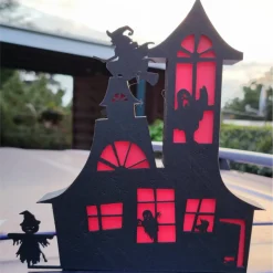 3D Druck Halloween Geisterhaus Deko mit Geistern , Hexe , Vogelscheuche