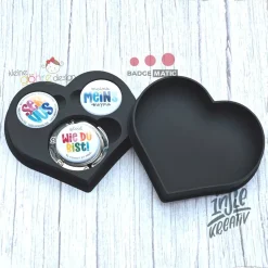3D Druck Herz-Buttonbox für Badgematic Taschenhalter – Individuell & Nachhaltig