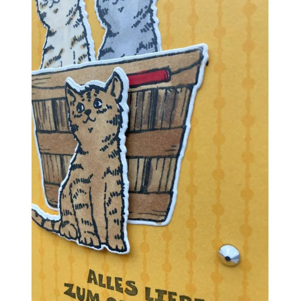 3D Geburtstagskarte mit Katzen und Schmetterlingen