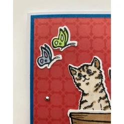 3D Geburtstagskarte mit Katzen und Schmetterlingen