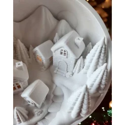 3D gedruckte Schneekugel mit Winterdorf Szene , PLA Deko-Objekt , Weihnachtsgeschenk , für LED-Beleuchtung